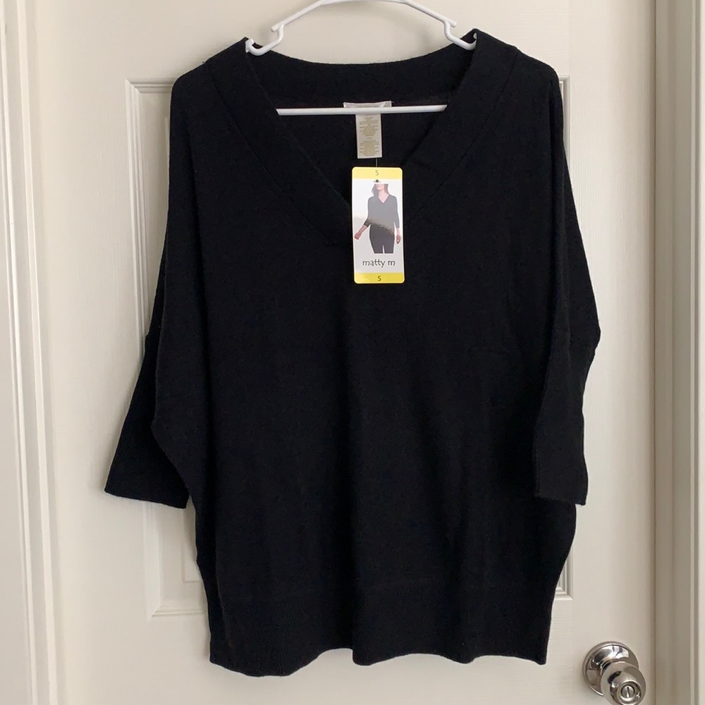 Matty M Womens 3/4 Sleeve Knit Sweater